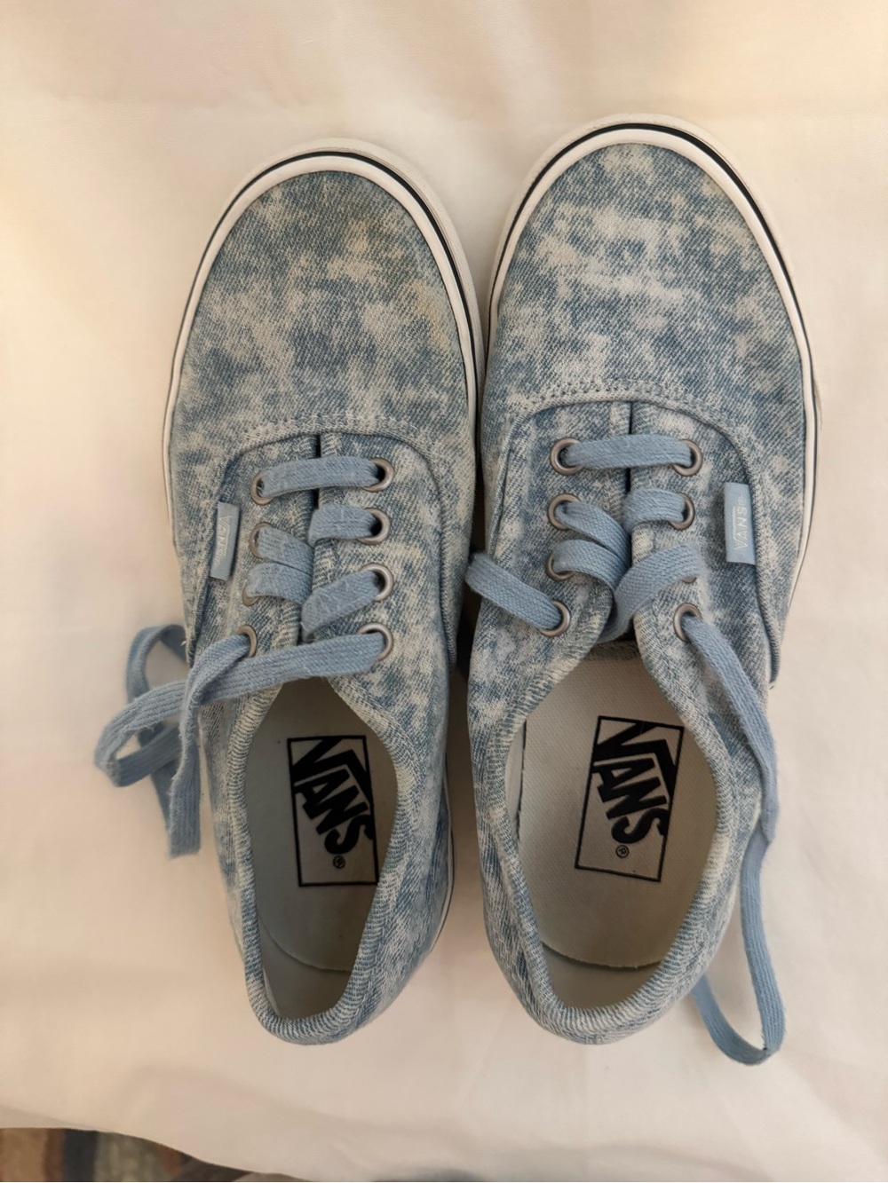 Vans Light Blue Acid-Wash Canvas Low-Top Sneakers
